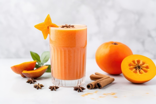 Bebida de caqui, naranja y jengibre con yogur AI Generated
