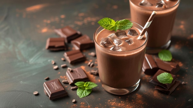 bebida de chocolate frío de verano con hielo Generativo Ai