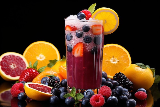 Bebida colorida con mezcla de frutas
