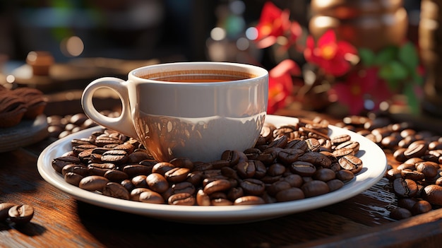 Bebida de café quente em uma caneca Imagem gerada por IA