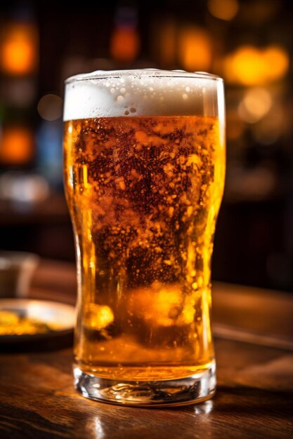 Bebida de espuma de pub vidro de ouro bebida de cerveja lager pint álcool IA geradora