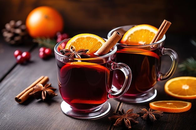 Bebida de inverno com vinho quente