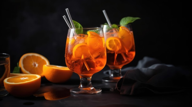 Bebida de laranja de verão na mesa gerada por IA