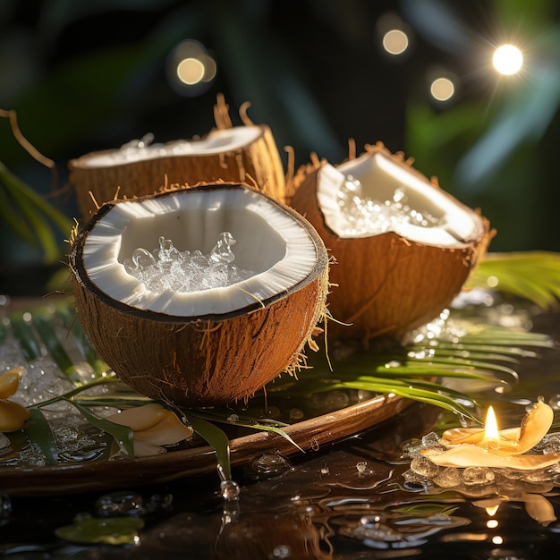 Bebida de verão de água de coco de coco