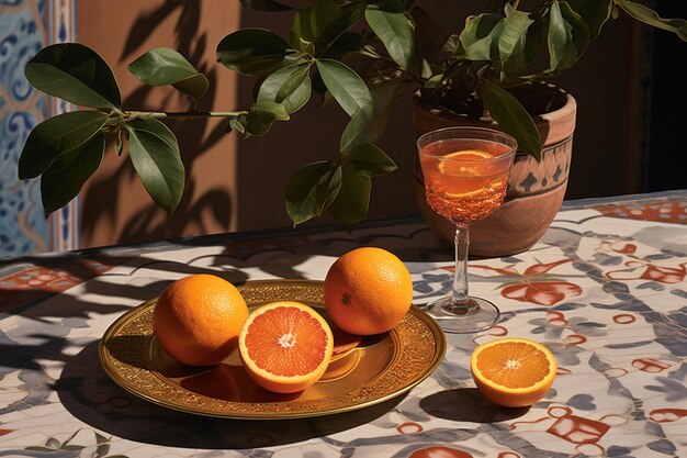 Foto bebida de verão na mesa com tipografia