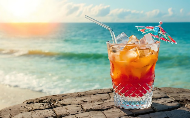 Bebida de verão refrescante com gelo no fundo do mar tempo de férias refrigerantes refrigerantes