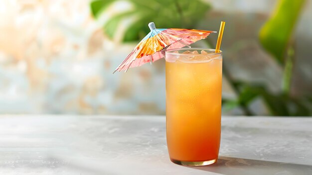 Foto bebida de verão refrescante com um pequeno guarda-chuva a bebida perfeita para desfrutar num dia quente