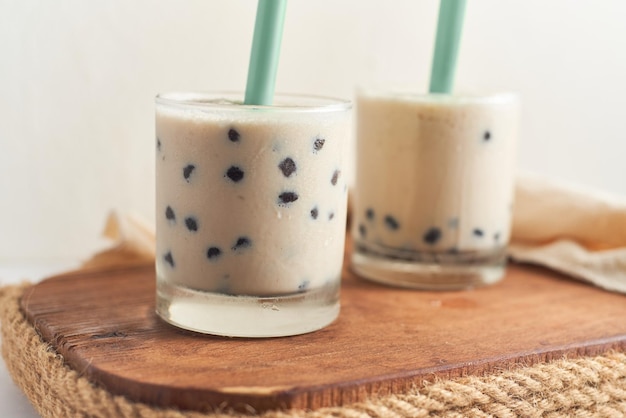 Bebida famosa té de leche con burbujas de Taiwán y China