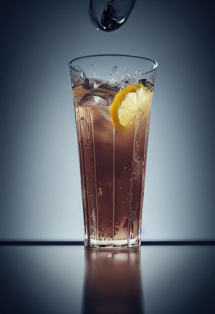 Bebida fresca con cubo de hielo