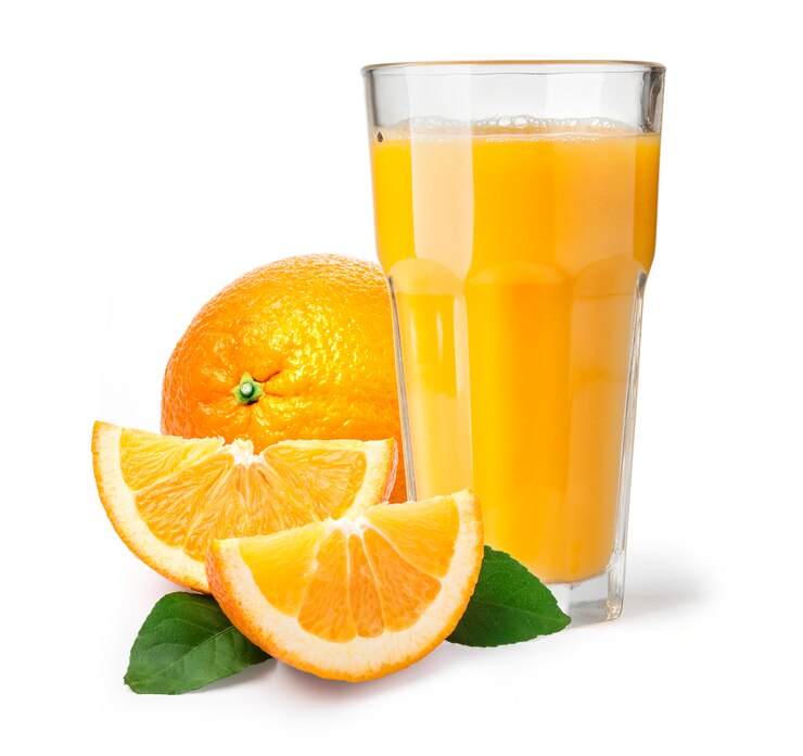 Bebida isolada. Copo de sumo de laranja