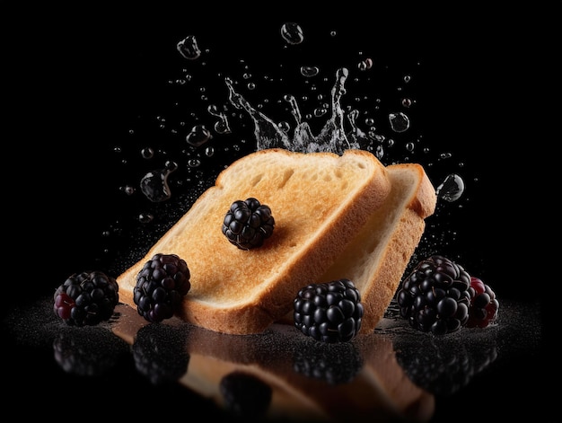 bebida de mermelada de moras negras con una rebanada de pan anuncio