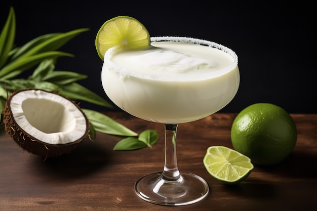 Bebida mexicana cremosa de margarita de coco