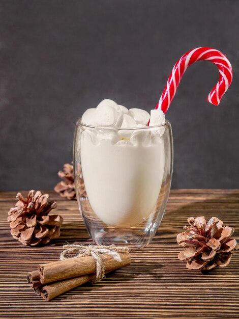 Bebida navideña Ponche de huevo Bebida láctea con caramelo de caña, canela y mermelada Vacaciones navideñas