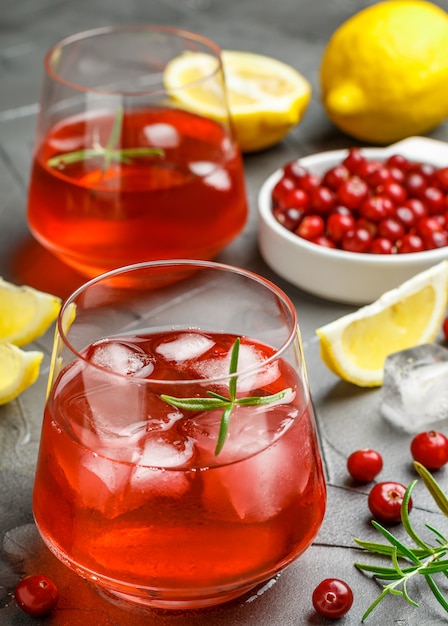 Bebida refrescante de cranberry