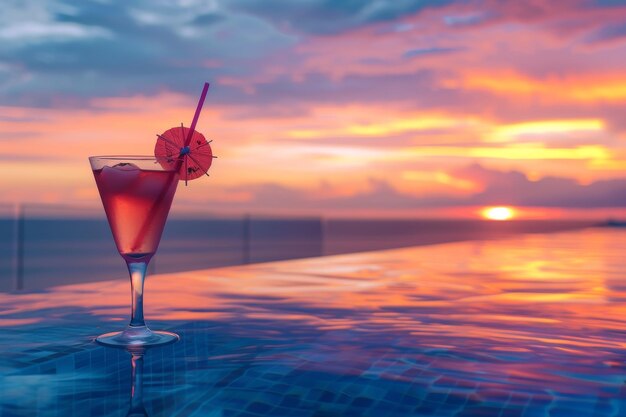 Foto bebida refrescante descanso en la piscina