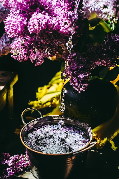 Foto bebida refrescante de limón lila