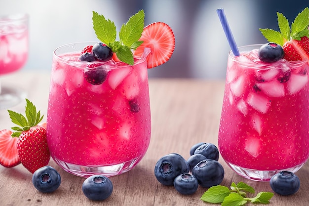 Bebida refrescante de verano Berry coctails ai generativo