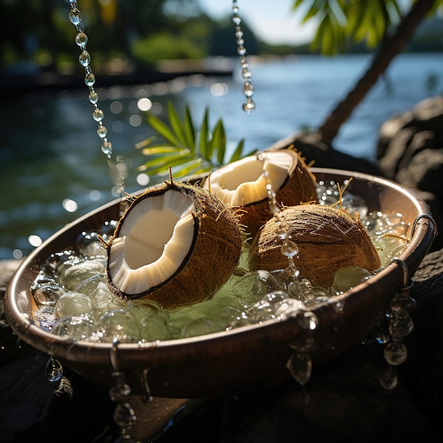 Bebida de verano de agua de coco de coco