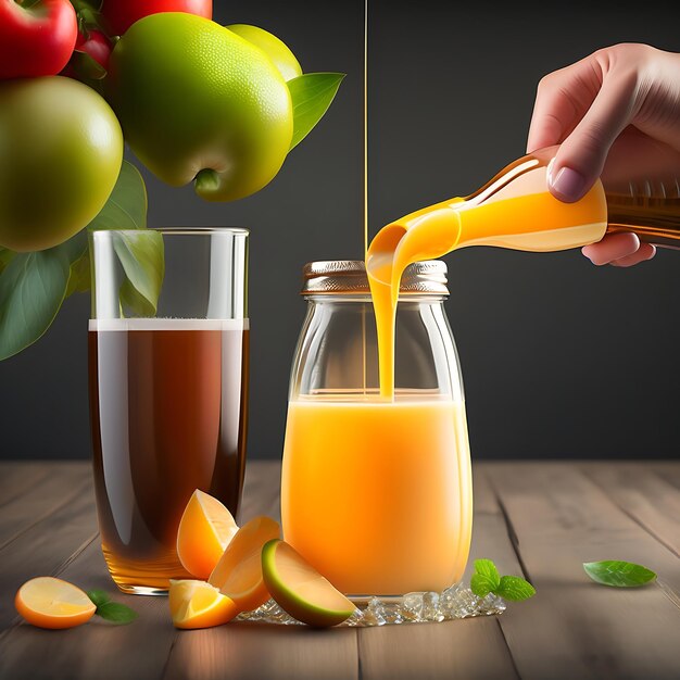 La bebida se vierte en botellas de plástico en la producción de jugo