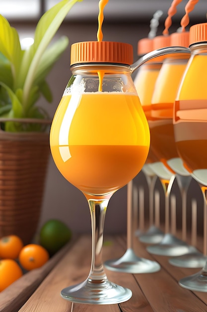 La bebida se vierte en botellas de plástico para la producción de jugo.