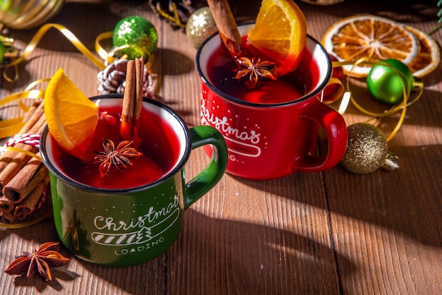 Foto bebida de vino caliente de invierno de navidad