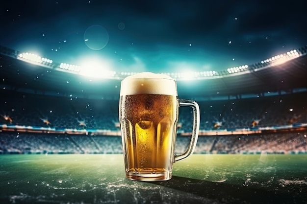 Bebidas alcoólicas em um estádio de futebol que representa a competição do festival esportivo