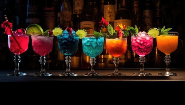 Foto bebidas y cócteles de colores