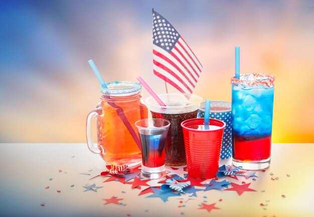 bebidas na festa do Dia da Independência Americana