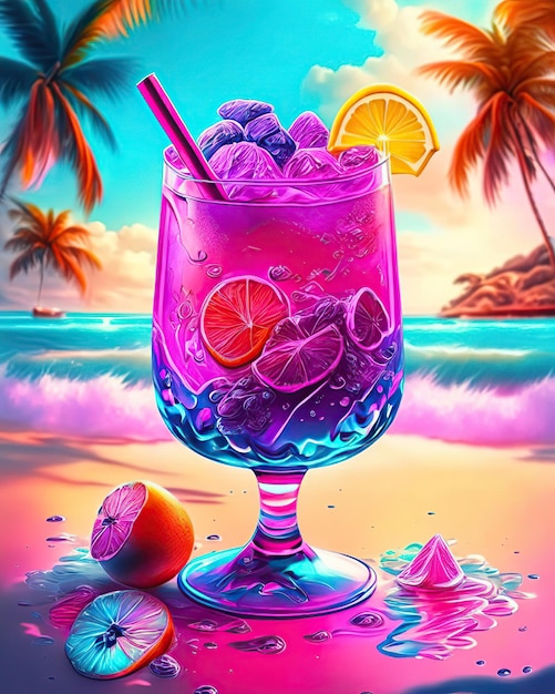 bebidas refrescantes de verão em fatias de laranja tropical em cores