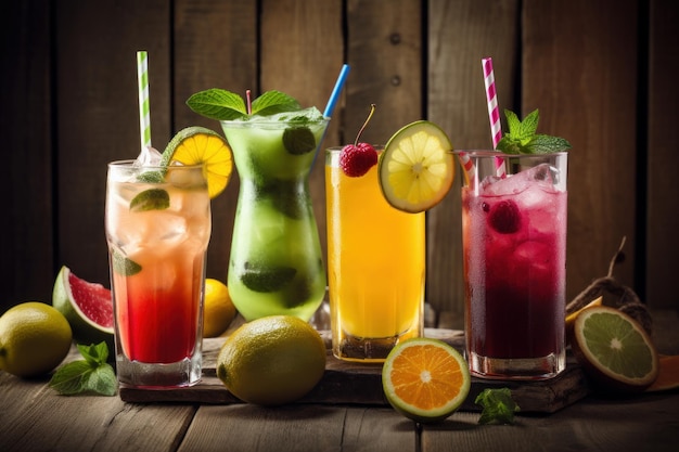 Bebidas refrescantes de verão sucos de frutas de verão Criados com tecnologia generativa de IA