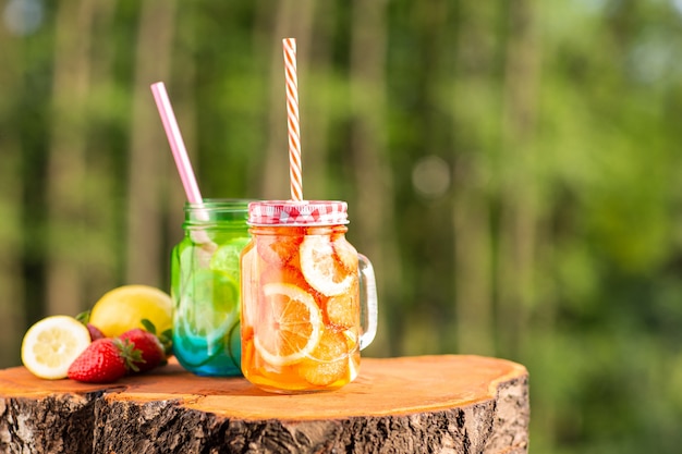 Bebidas de temporada. Limonada Limón Fresco Con Fresas