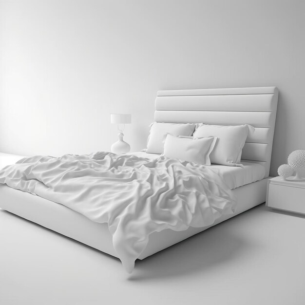 Foto bed minimalismo estilo de arte fondo blanco de alta calidad