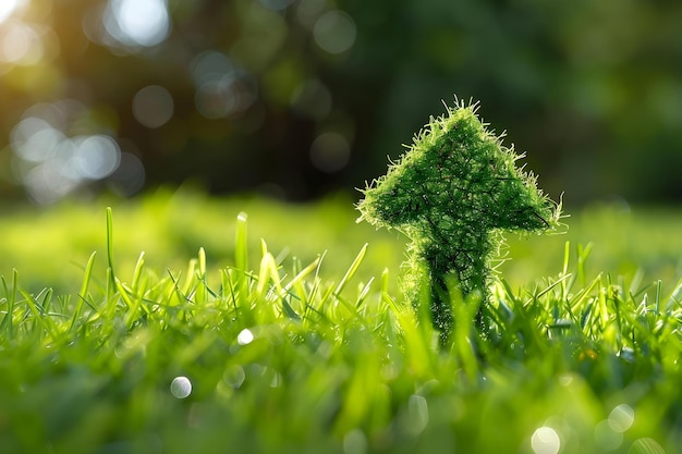 Bedeutung der Pfeile des grünen Grases bei der Darstellung des umweltfreundlichen Fortschritts und des positiven umweltbezogenen Wachstums Konzept Umweltfreundlicher Fortschritt Positives umweltbezogenes Wachstum Grüne Graspfeile