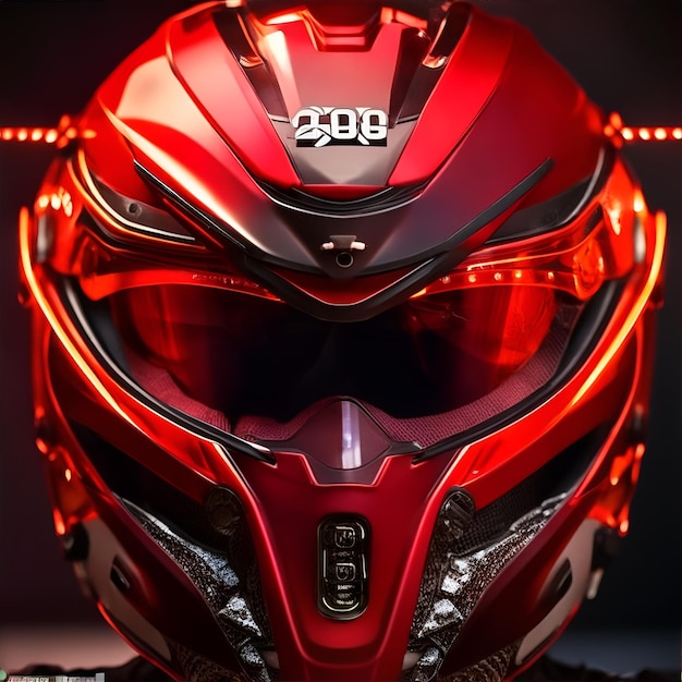 Bedrohlicher roter Motorradhelm mit generativer KI