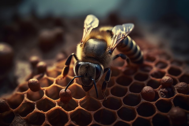 Bee arbeitet im Bienenstock Generate Ai