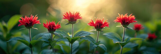 Foto el beebalm escarlata monarda didyma las flores rojas de fondo para banner hd