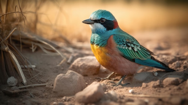 Beeeater europeo vibrante en paisajes abiertos y tierras de cultivo