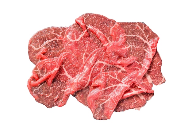 Beef Capriccio carne crua isolada no fundo branco