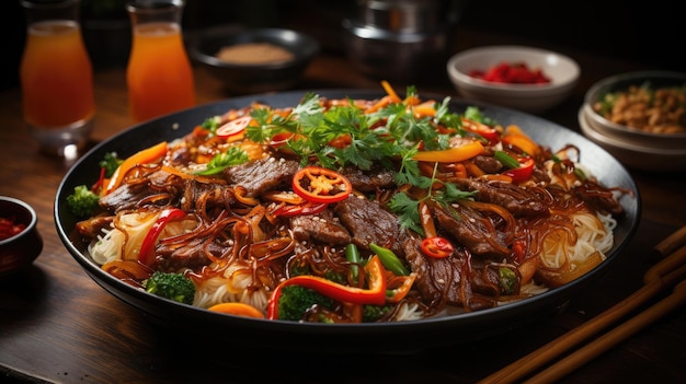 Beef Chow Mein Food professionelle Fotografie Generative Ai