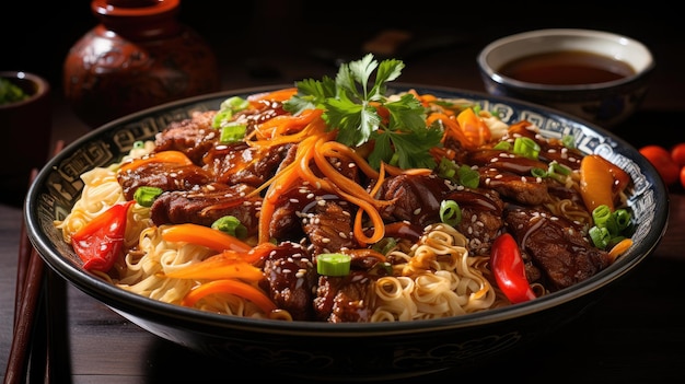 Beef Chow Mein Food professionelle Fotografie Generative Ai