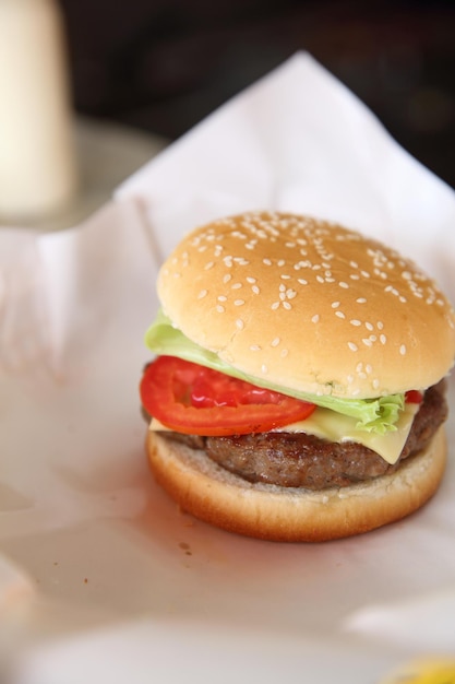 Beef Hamburger in Nahaufnahme