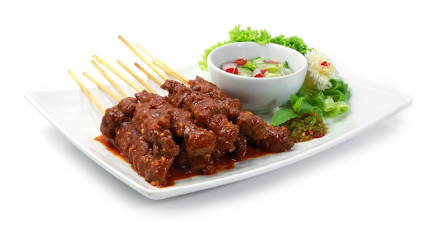 Beef Satay Sate Daging Indonesien Food Appetizer Einfaches Gericht