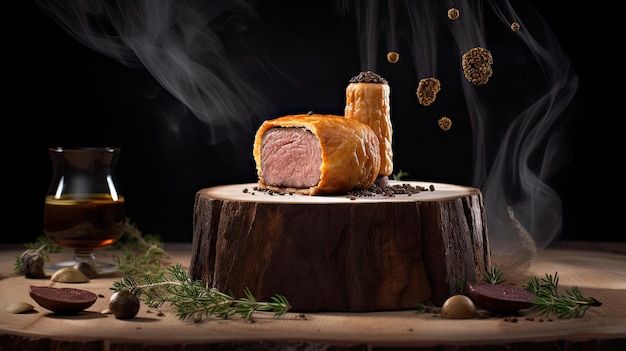 Beef Wellington, un plato de bistec de origen inglés hecho con solomillo