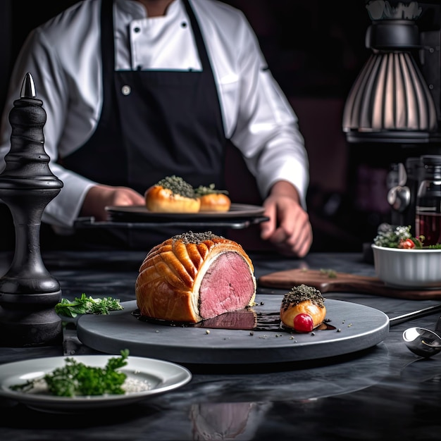 Beef Wellington um prato de bife de origem inglesa feito de bife de filé