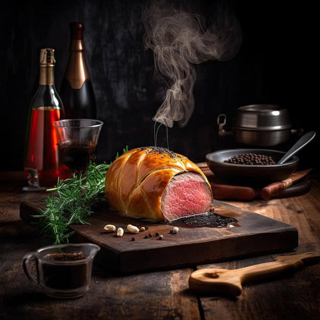 Beef Wellington um prato de bife de origem inglesa feito de bife de filé