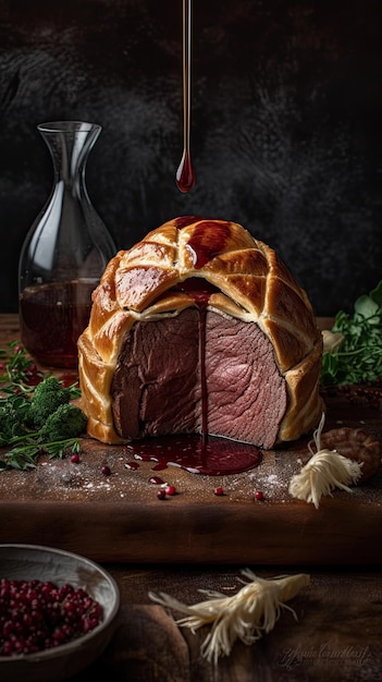 Beef Wellington um prato de bife de origem inglesa feito de bife de filé