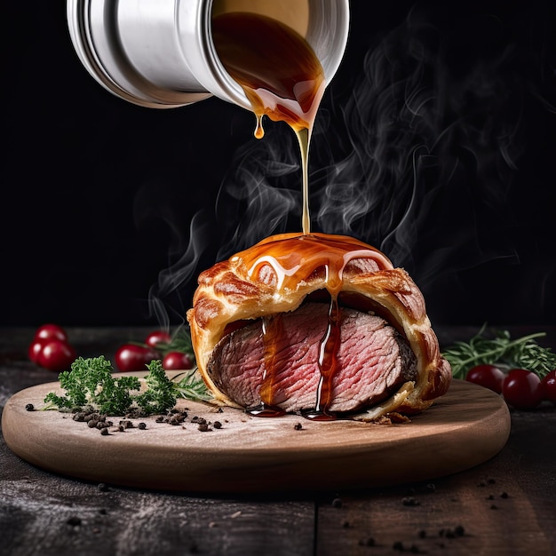 Beef Wellington um prato de bife de origem inglesa feito de bife de filé