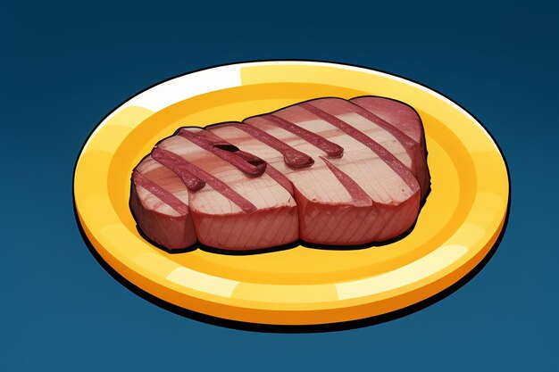 Beef western food icono de la interfaz de usuario diseño de accesorios de juego estilo bistec gourmet 3D c4d elemento de renderización de dibujos animados