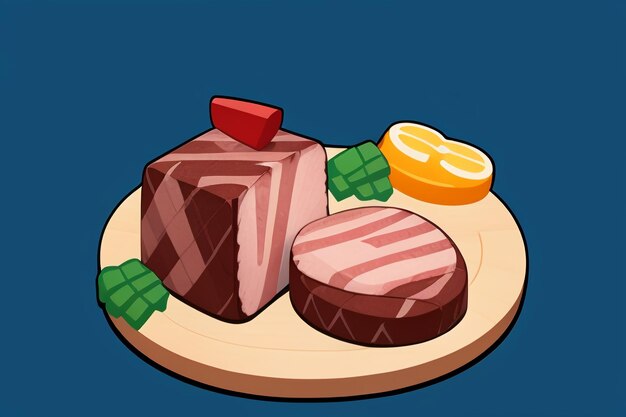 Foto beef western food icono de la interfaz de usuario diseño de accesorios de juego estilo bistec gourmet 3d c4d elemento de renderización de dibujos animados