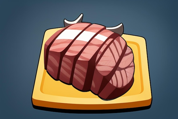 Beef western food icono de la interfaz de usuario diseño de accesorios de juego estilo bistec gourmet 3D c4d elemento de renderización de dibujos animados